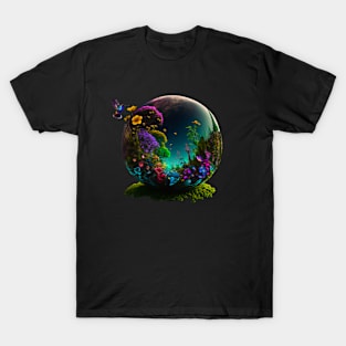 Nature Fantasy Flower Globe Hummingbird T-Shirt